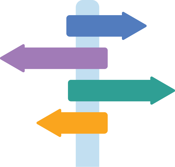 Sign post with arrows pointing left and right