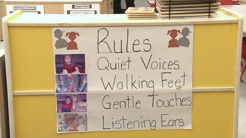 Rules: Quiet voices, walking feet, gentle touches, listening ears