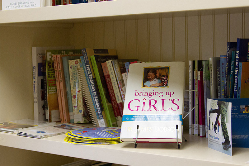 An example of a book display on a bookshelf