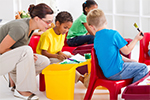 Children playing with paint